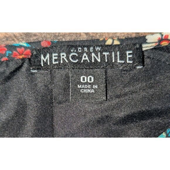 J.Crew Mercantile Black Floral Mini Dress 00 Long Sleeve - Picture 3 of 5